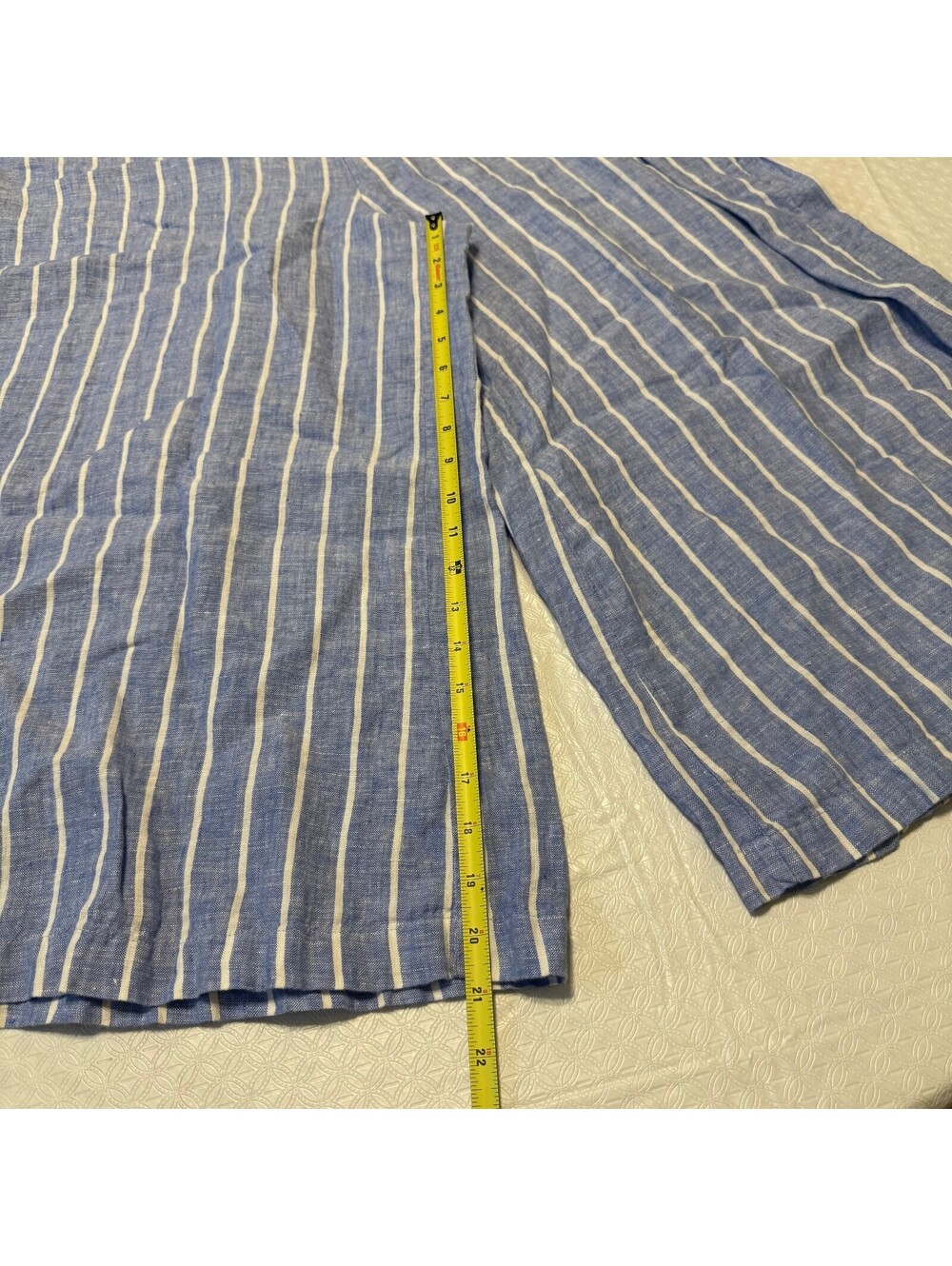 C&C California Blue and White Striped Linen Jumpsuit Size 16 - Picture 7 of 9